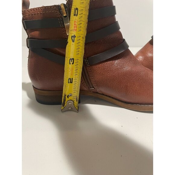 Franco Sarto Womens Brown Ankle Boots With Black Strap & Gold Zipper Size 6M - Picture 12 of 16